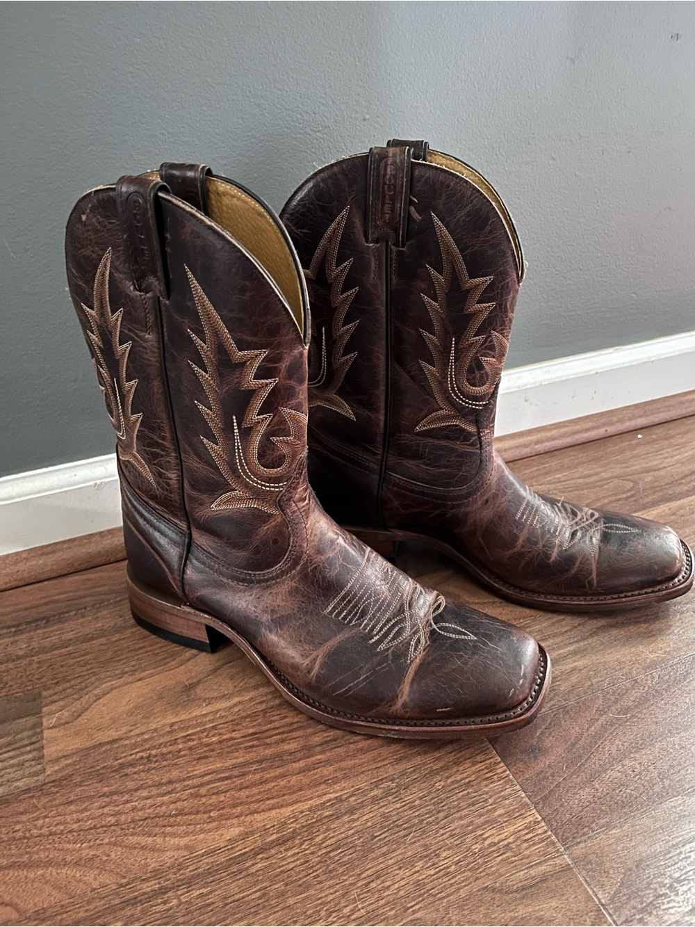 Brown Leather Women’s Boulet Cowboy Boots